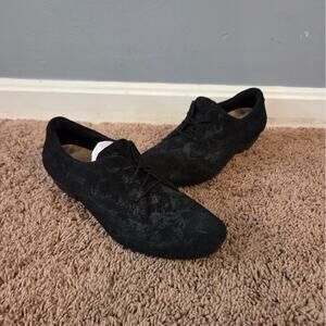 Taos cobbler floral suede leather black oxford comfort shoes vintage inspired 40